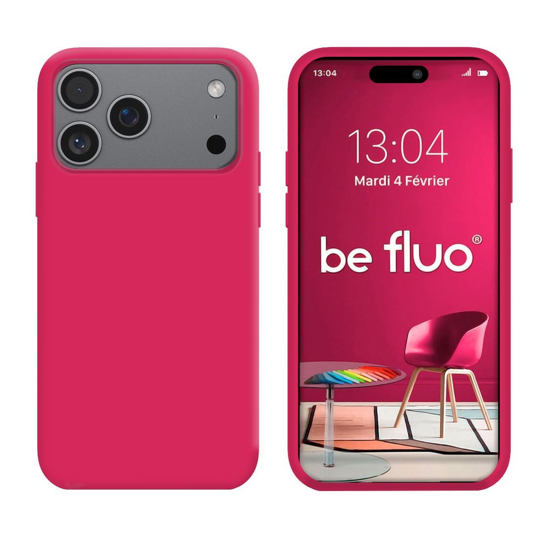 Coque Silicone Moxie BeFluo pour iPhone 18 Pro Max - Framboise
