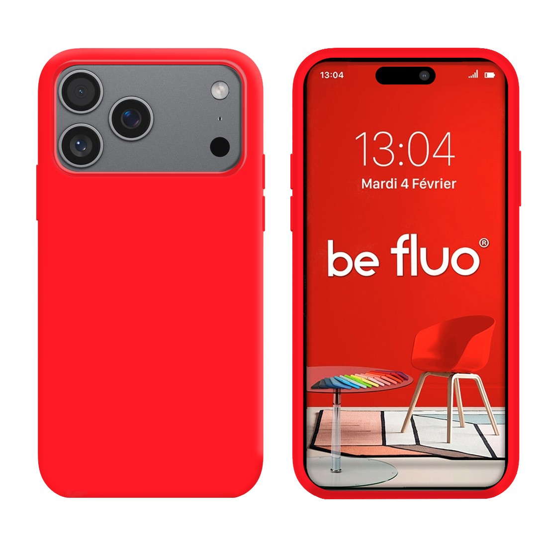 Coque Silicone Moxie BeFluo pour iPhone 18 Pro Max - Rouge