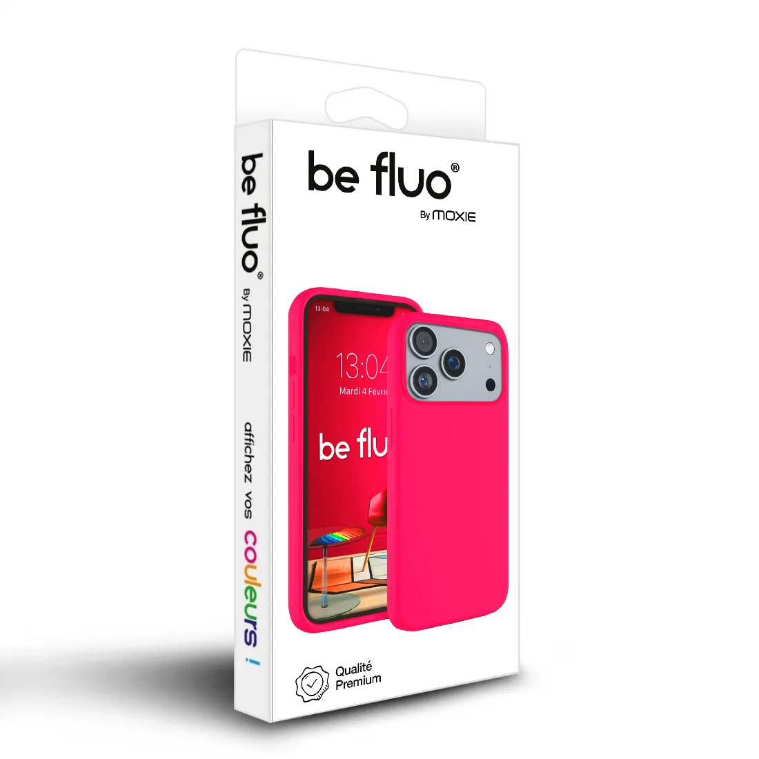 Coque Silicone Moxie BeFluo pour iPhone 18 Pro Max - Rose fluo
