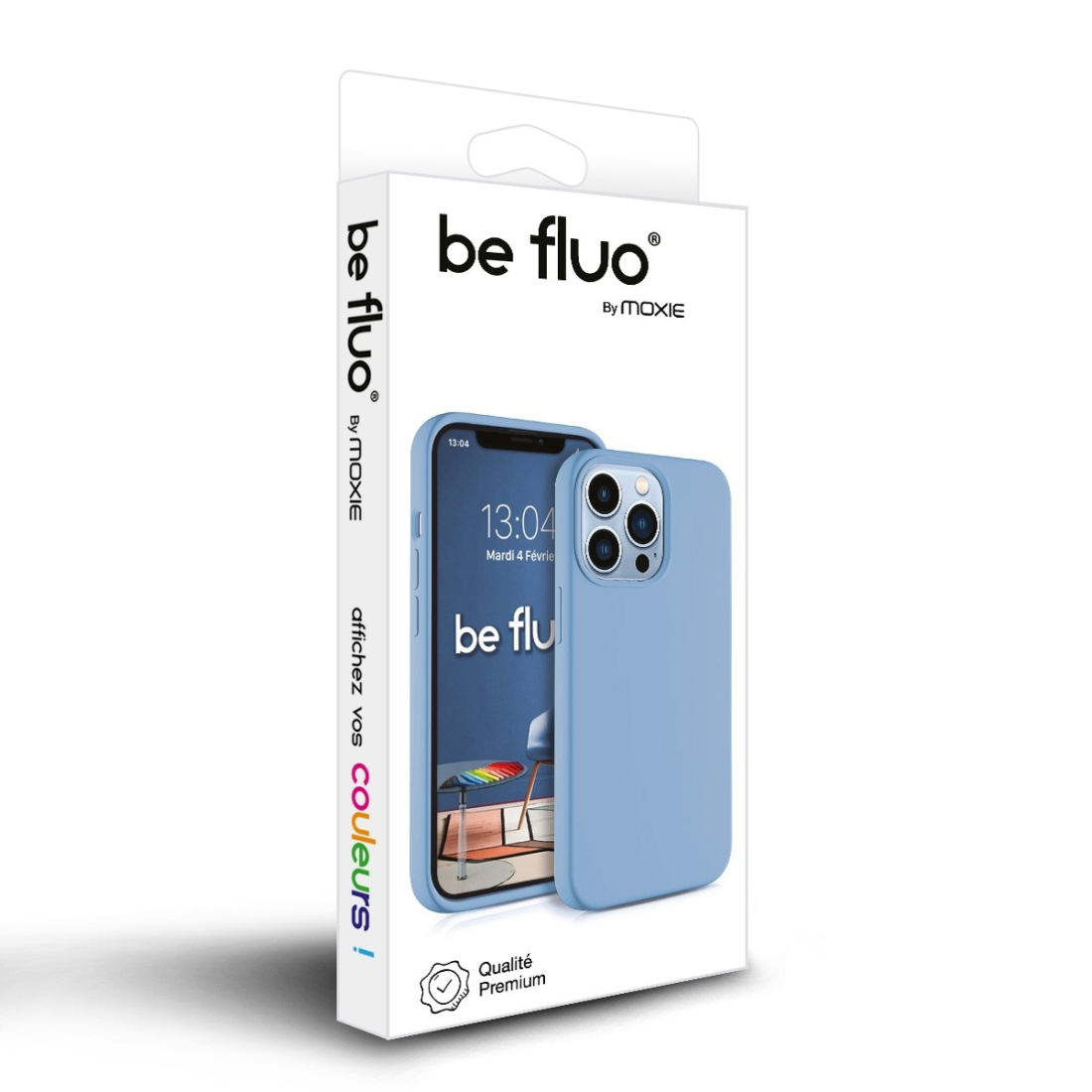 Coque Silicone Moxie BeFluo pour iPhone 18 Pro Max - Bleu acier