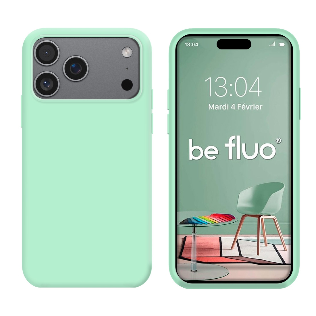 Coque Silicone Moxie BeFluo pour iPhone 18 Pro - Menthe poivrée