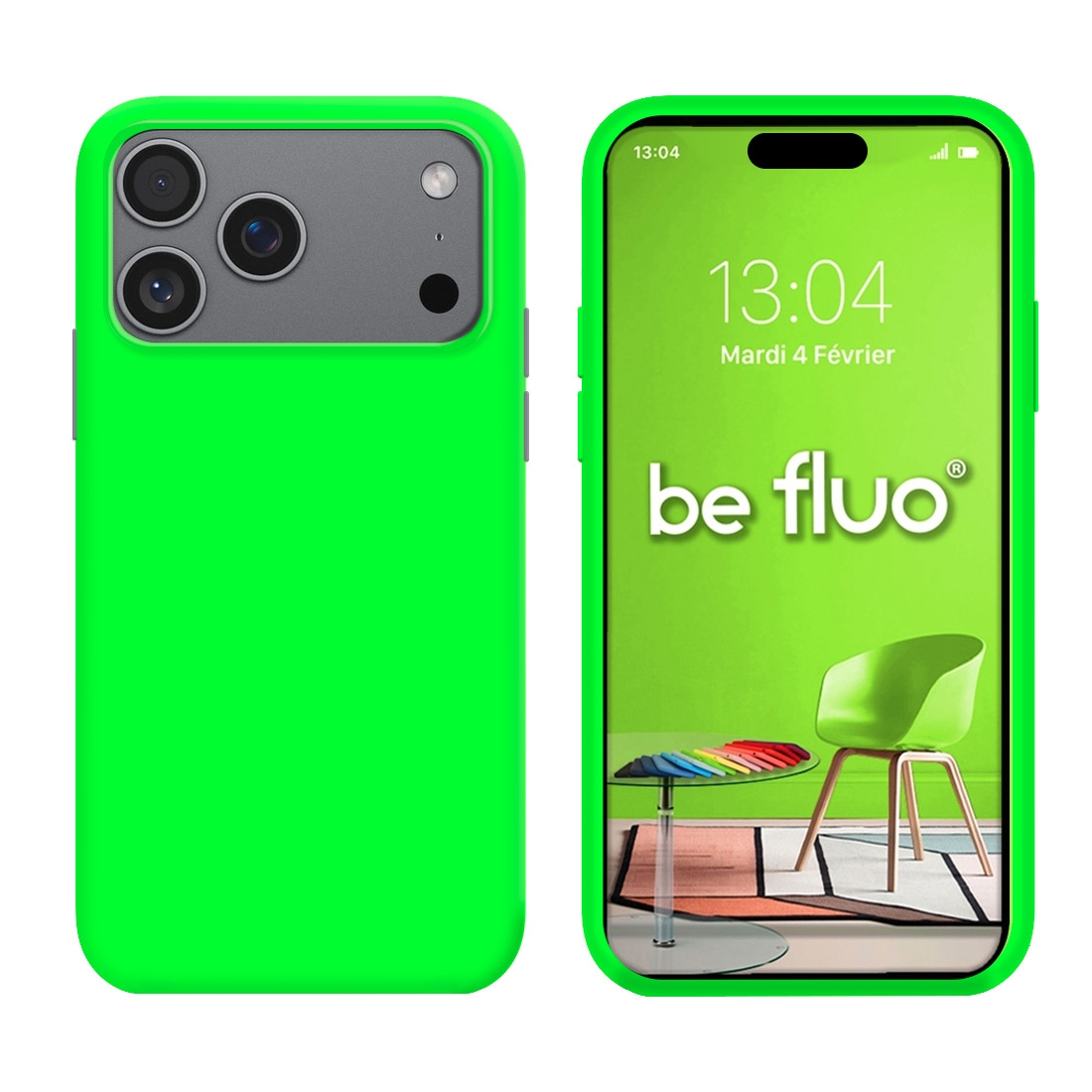 Coque Silicone Moxie BeFluo pour iPhone 18 Pro - Vert Fluo