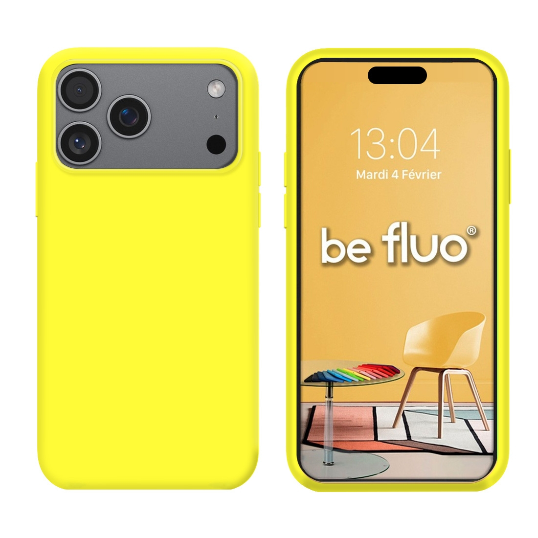 Coque Silicone Moxie BeFluo pour iPhone 18 Pro - Jaune fluo