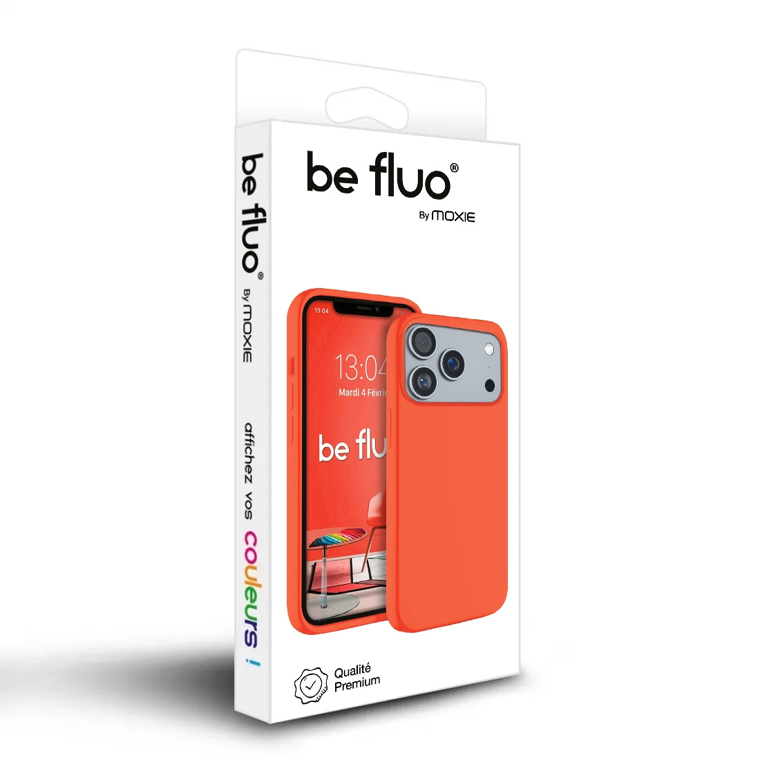 Coque Silicone Moxie BeFluo pour iPhone 18 Pro - Orange Sunset