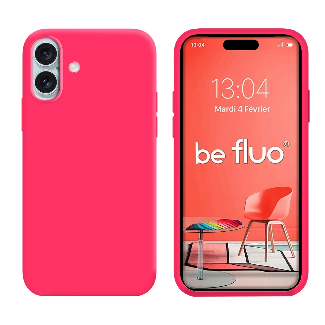 Coque Silicone Moxie BeFluo Fine et Légère pour iphone 18 - Rose fluo