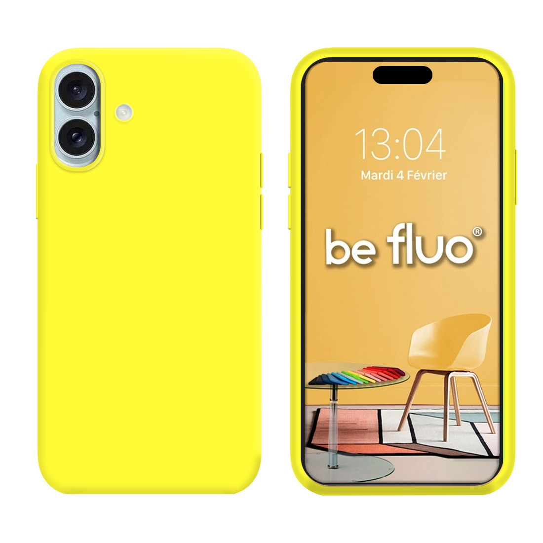 Coque Silicone Moxie BeFluo pour iphone 18 - Jaune fluo