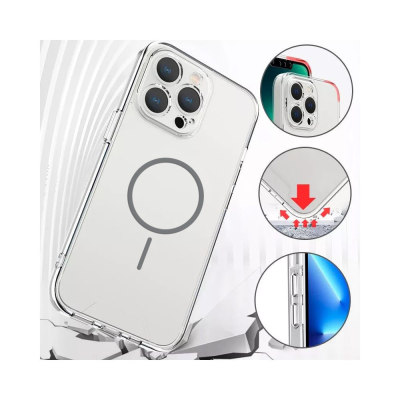 Coque renforcée transparente iphone 18 avec magsafe - Gris