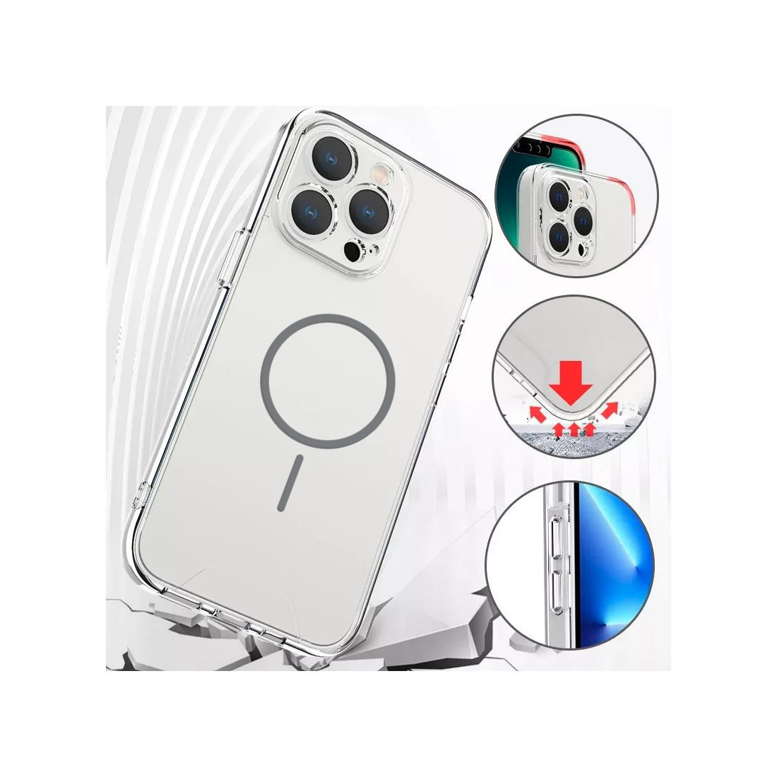 Coque renforcée transparente iphone 18 avec magsafe - Gris