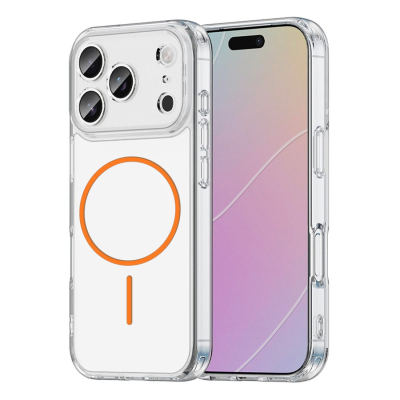 Coque renforcée transparente iPhone 18 Pro avec magsafe - orange