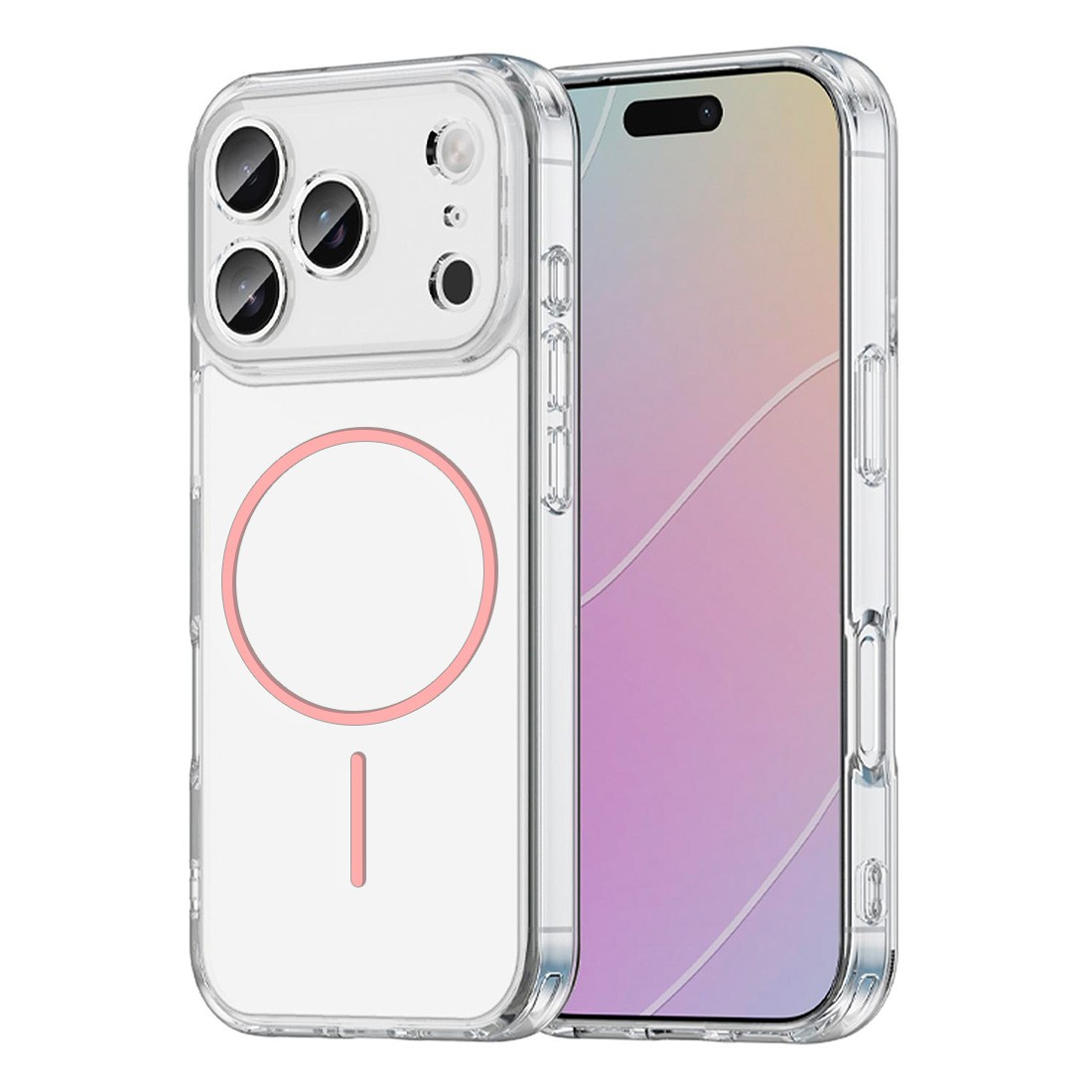 Coque renforcée transparente iPhone 18 Pro avec magsafe - Rose