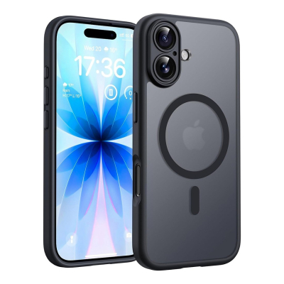 Coque renforcée semi transparente iphone 18 avec magsafe couleur Noir