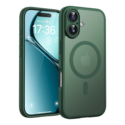 Coque renforcée semi transparente iphone 18 avec magsafe couleur vert
