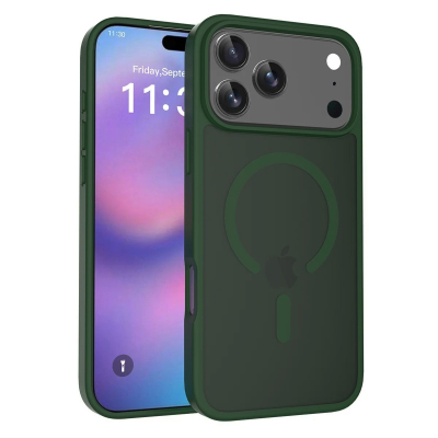 Coque renforcée semi transparente iPhone 18 Pro avec magsafe vert