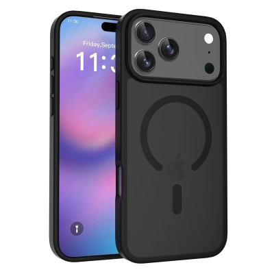 Coque renforcée semi transparente iPhone 18 Pro Max avec magsafe Noir