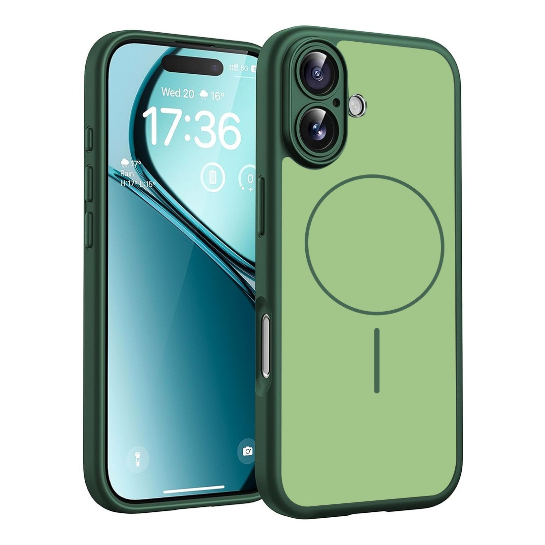Coque renforcée de couleur iphone 18 avec magsafe couleur vert