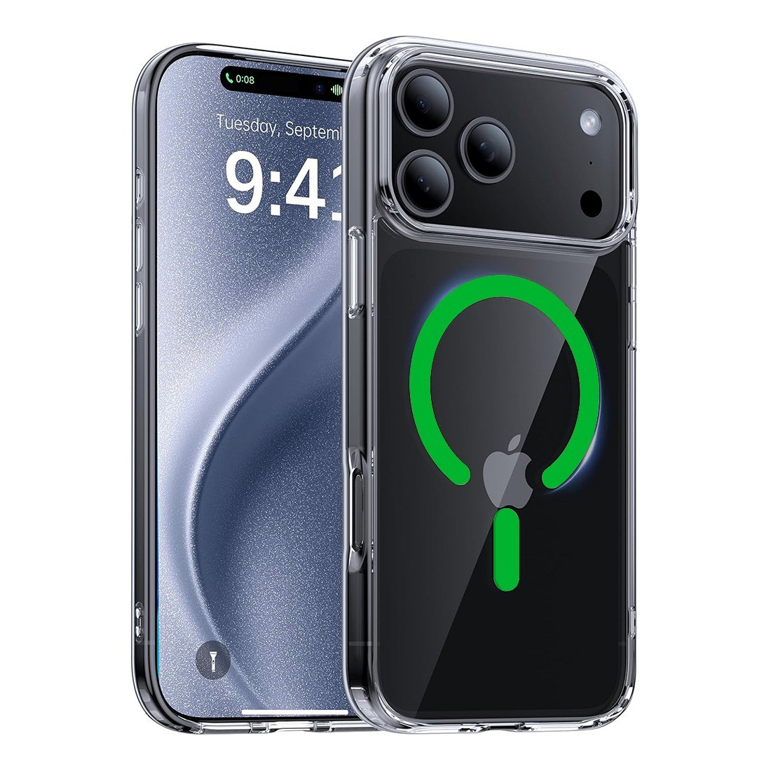 Coque Renforcée transparente iPhone 18 Pro avec magsafe couleur Vert