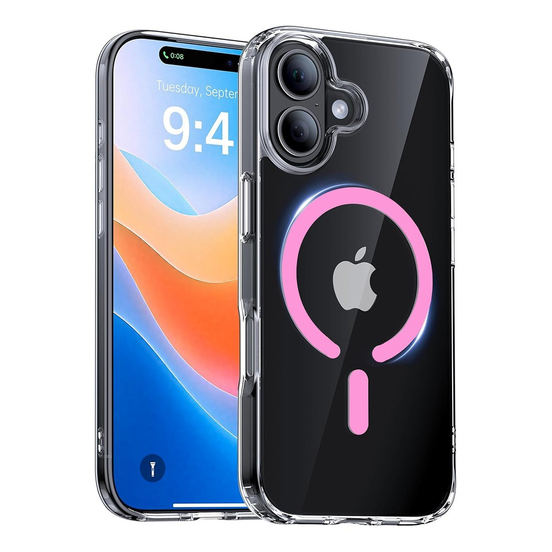Coque Renforcée transparente iphone 18 avec magsafe couleur Rose