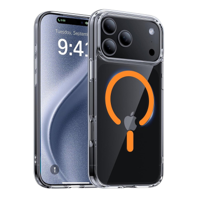 Coque Renforcée transparente iPhone 18 Pro Max avec magsafe orange