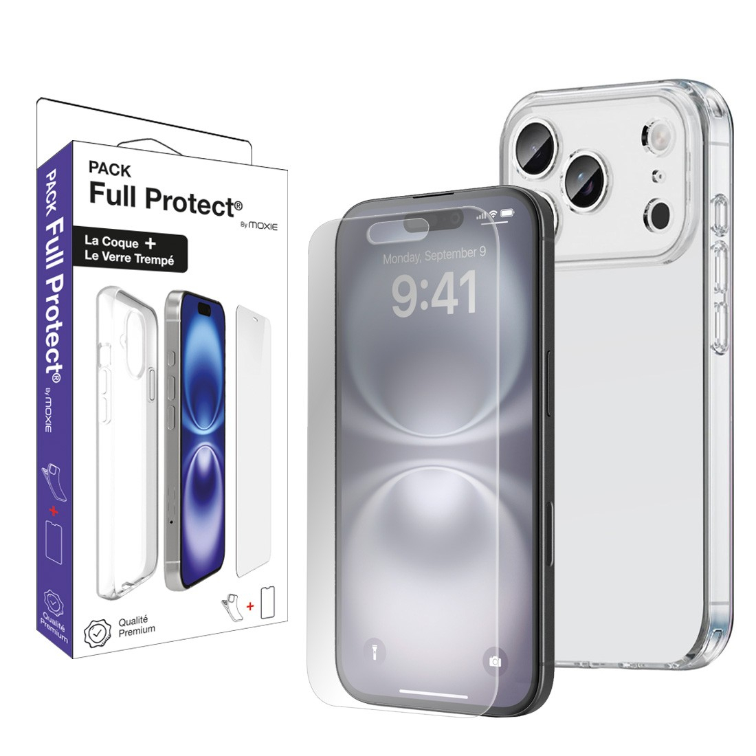 Pack 1 TPU transparente + 1 verre trempé 2.5D iPhone 18 Pro max