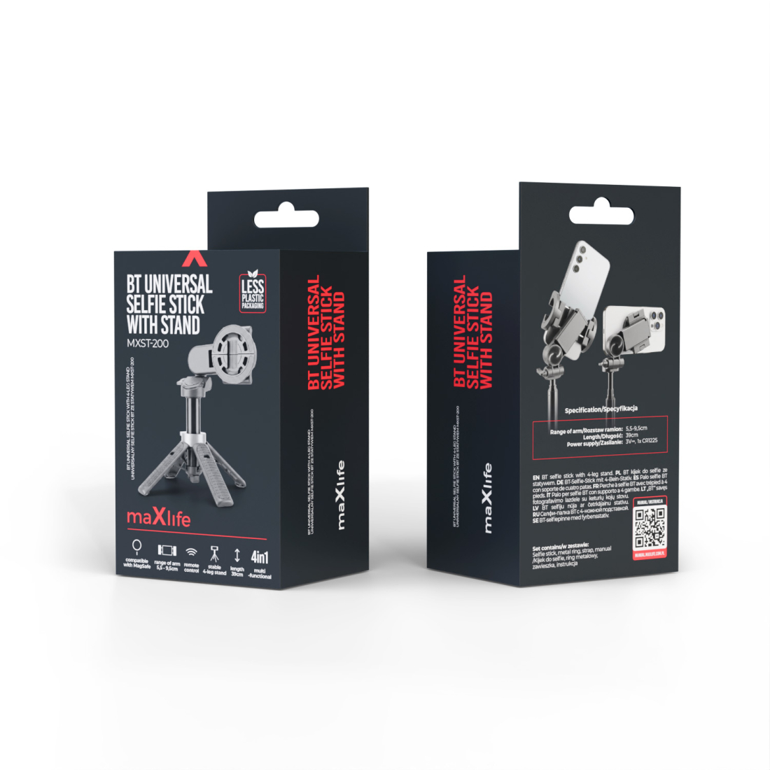 Maxlife MXST-200 perche à selfie trépied MagSafe Bluetooth noire