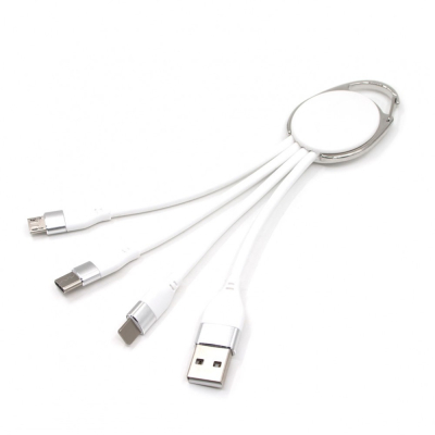 Porte clef métal avec cable data lightning/micro USB / USB-C