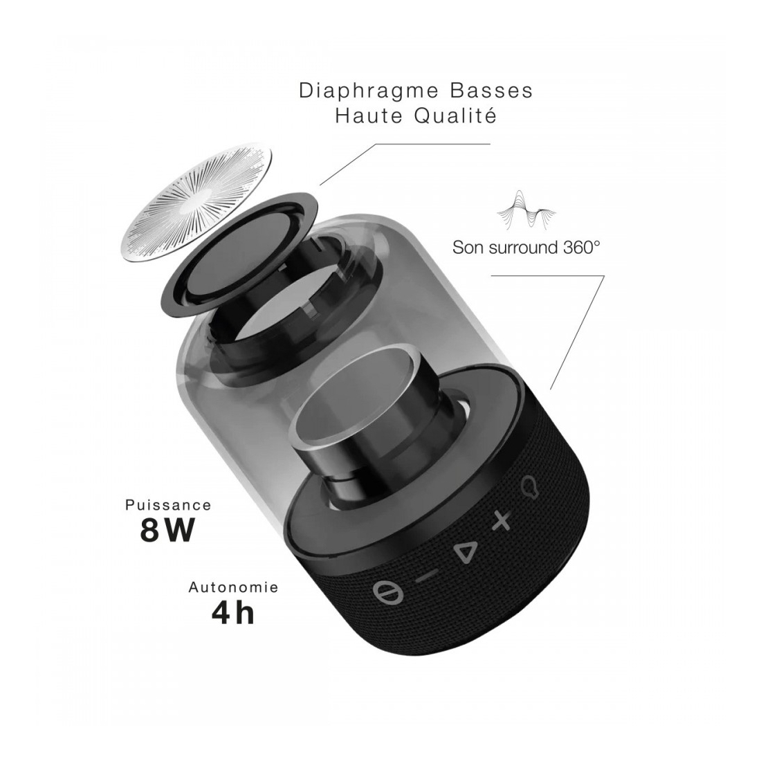 Enceinte Bluetooth Disco Volante Puissance 8W avec Led de couleur