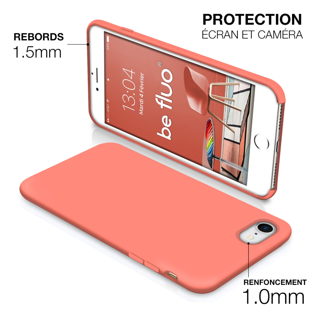 Moxie Coque iPhone 7/8/SE 2020 [BeFluo] Coque Silicone Fine et Légère pour iPhone 8, iPhone 7 et iPhone SE 2020, Intérieur Micro