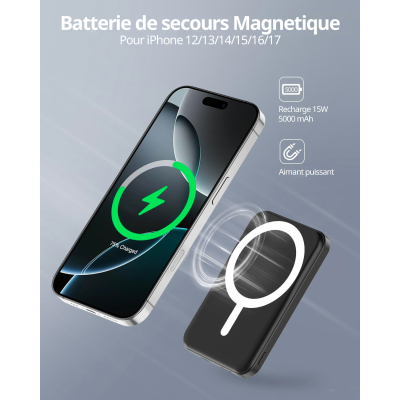 Batterie externe MagSafe 5000 mAh - Noir | VOG IMPORT