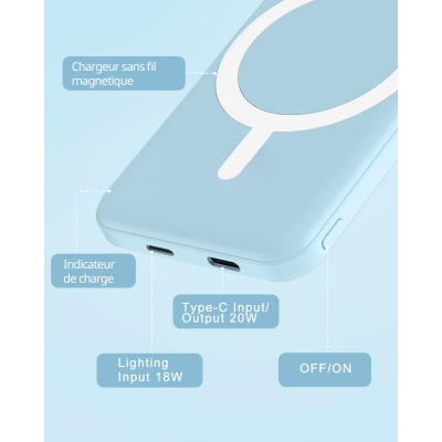Batterie externe MagSafe 5000 mAh - Bleu clair | VOG IMPORT