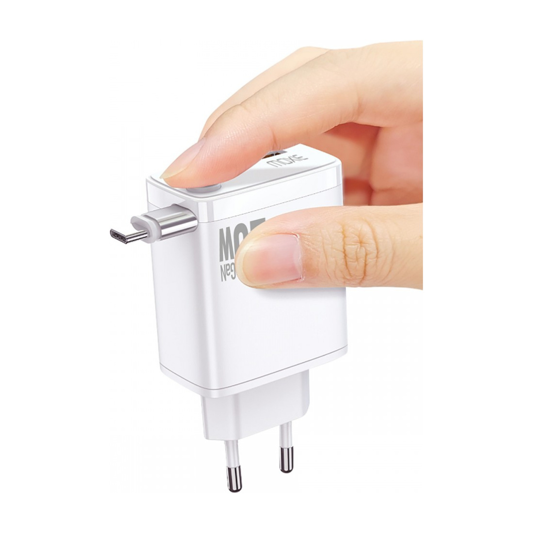 Chargeur secteur 20W câble USB-C rétractable | VOG IMPORT
