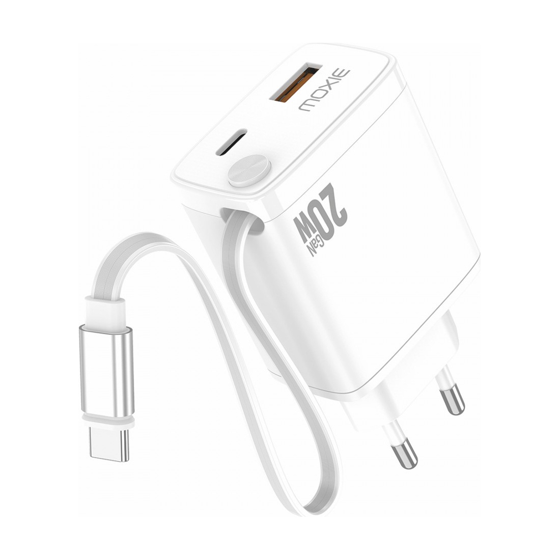 Chargeur secteur 20W câble USB-C rétractable | VOG IMPORT